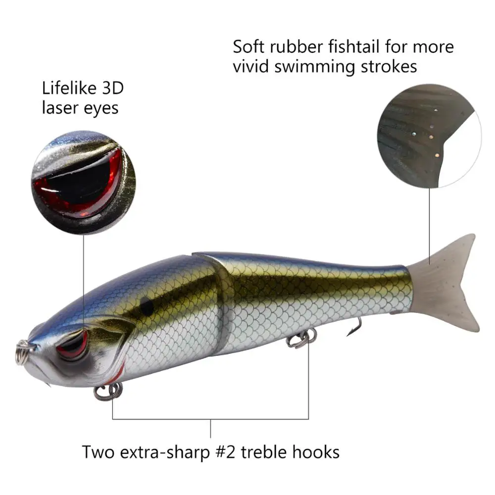 Bassdash Swimbaits señuelo de pesca de lubina, cebo duro para lubina, Lucio, trucha, Glide, 17,8 cm/62,5g, 11,5 cm/18,4g, paquete de 3 - imagen 5