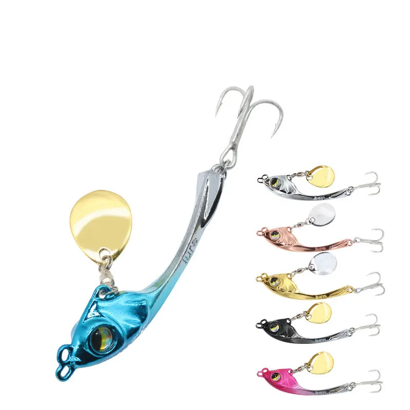 Señuelo de pesca con forma de cuarto de luna, señuelo VIB de aleación de Zinc, Spinner, señuelos artificiales, 10g, 15g, lentejuelas de rotación, cucharas vibratorias