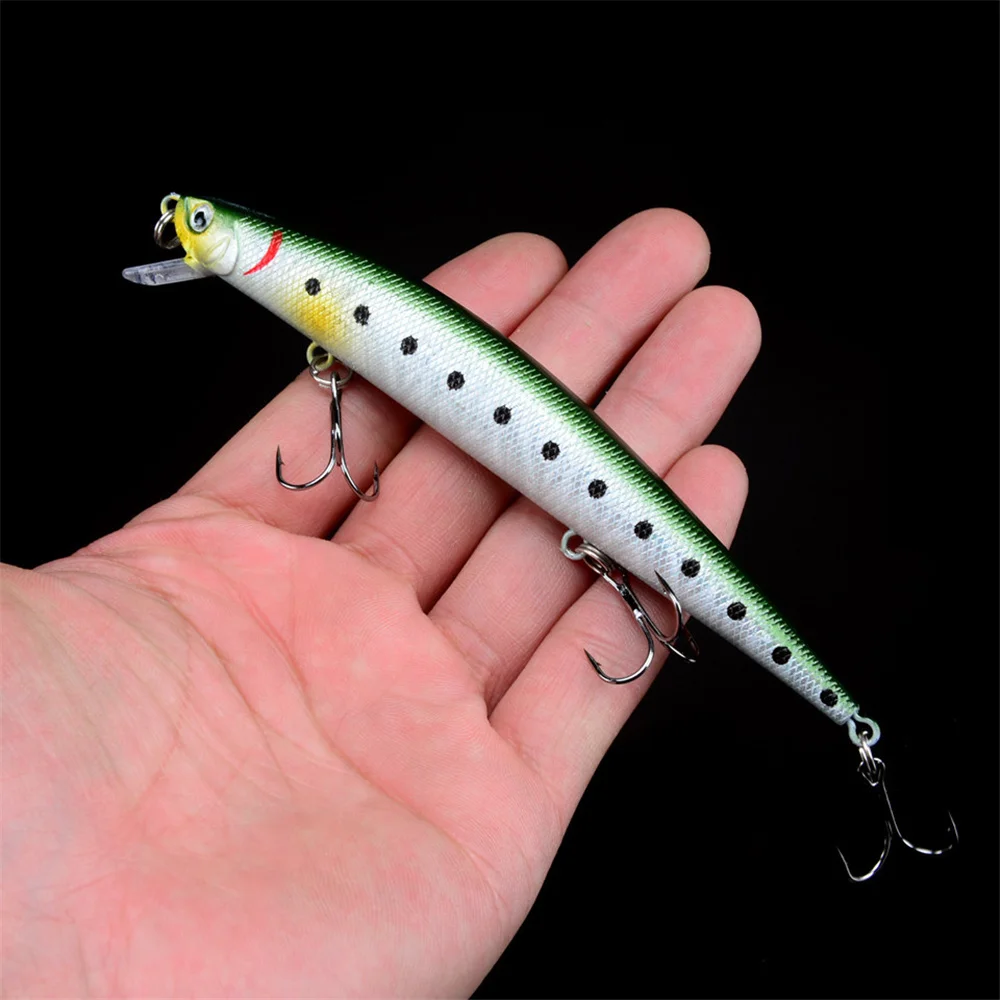 1 Uds. Señuelo de Pesca flotante Minnow 12,5 cm 12,5g tiro largo Crankabit Wobbler aparejos Isca cebo duro Artificial Pesca para Lucio - imagen 2