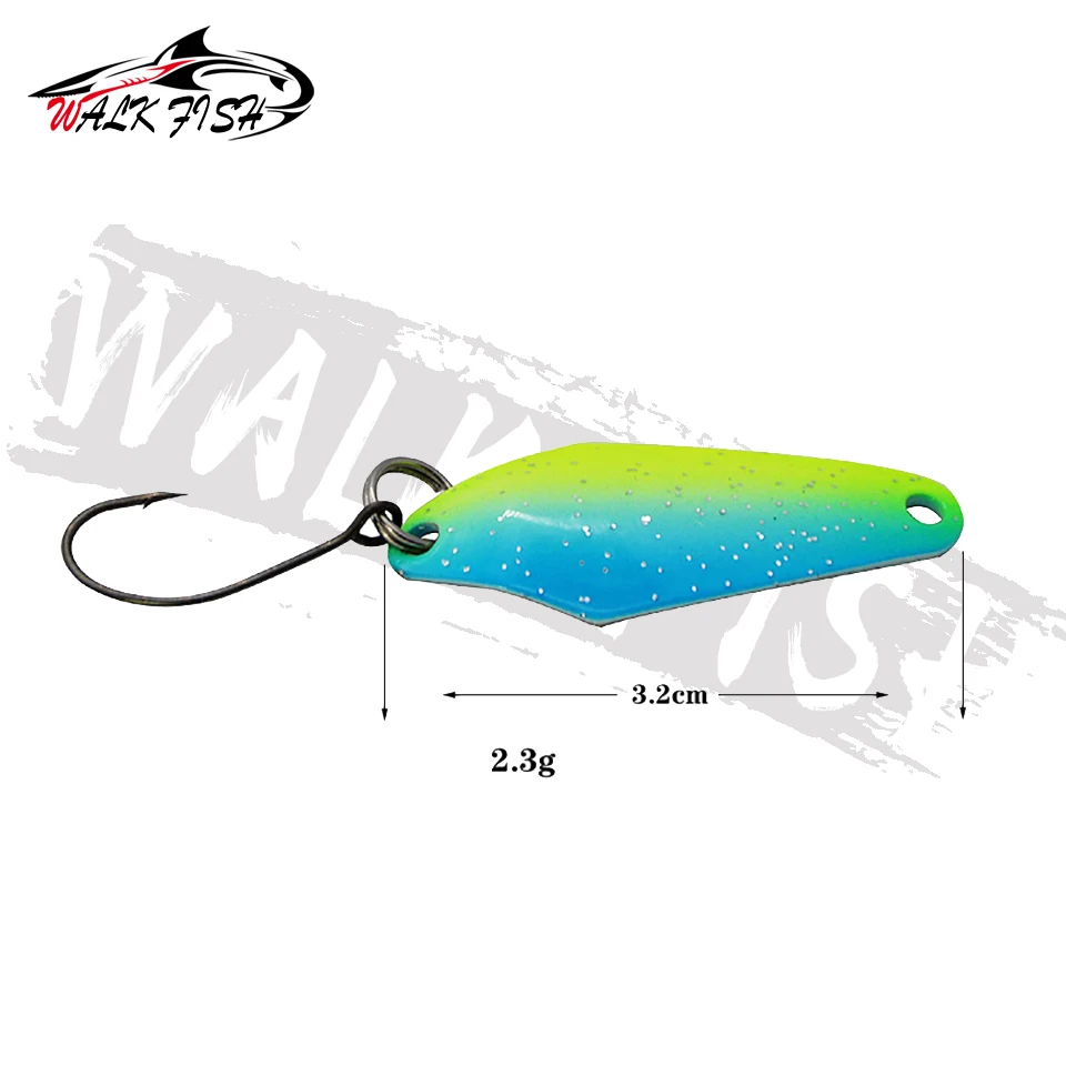 Caminar pescado 6 unids/lote 3,2 cm 2,3g cebo de pesca cuchara metálica de pesca cebo trucha bajo cucharas pequeñas duro lentejuelas giratorias cuchara - imagen 3