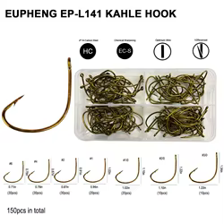Eupheng-anzuelos de pesca EP-L141 Offset, anzuelos deportivos de gusano, Color bronce, cebo vivo