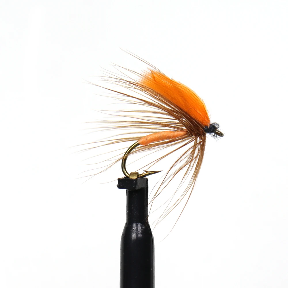 ICERIO-señuelos de pesca con mosca de trucha, Lumo de ala naranja, cuerpo naranja, moscas húmedas, #12, 6 piezas, 10 piezas, 20 piezas