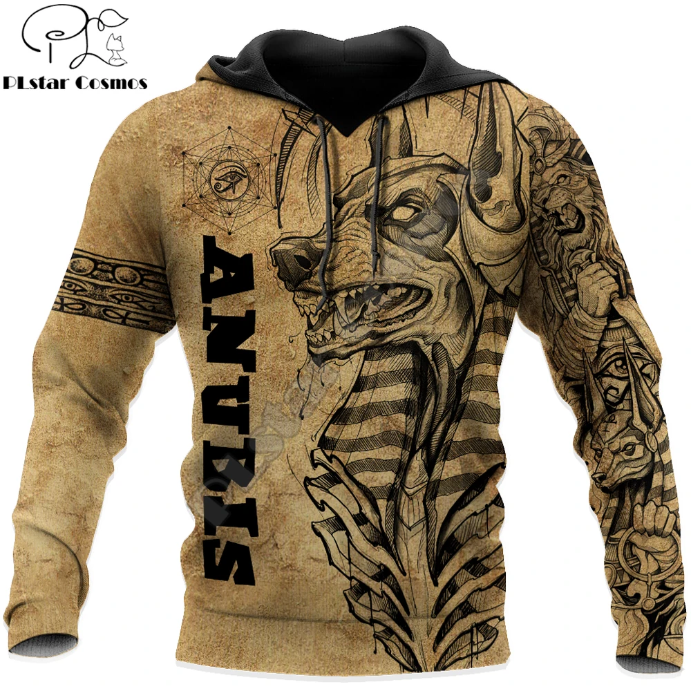Dioses egipcios antiguo Anubis tatuaje 3D impreso hombres otoño Sudadera con capucha ropa de calle Unisex Casual chaqueta con cremallera pulóver KJ651