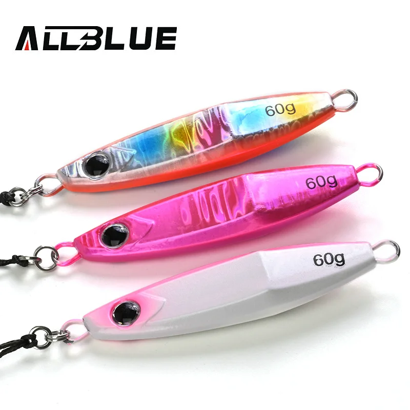 ALLBLUE-Plantilla de Metal para agua salada, cuchara de Jigging de 60g, cebo Artificial para pesca fuera de la costa, señuelo de hundimiento rápido, aparejos de pesca superduros - imagen 5