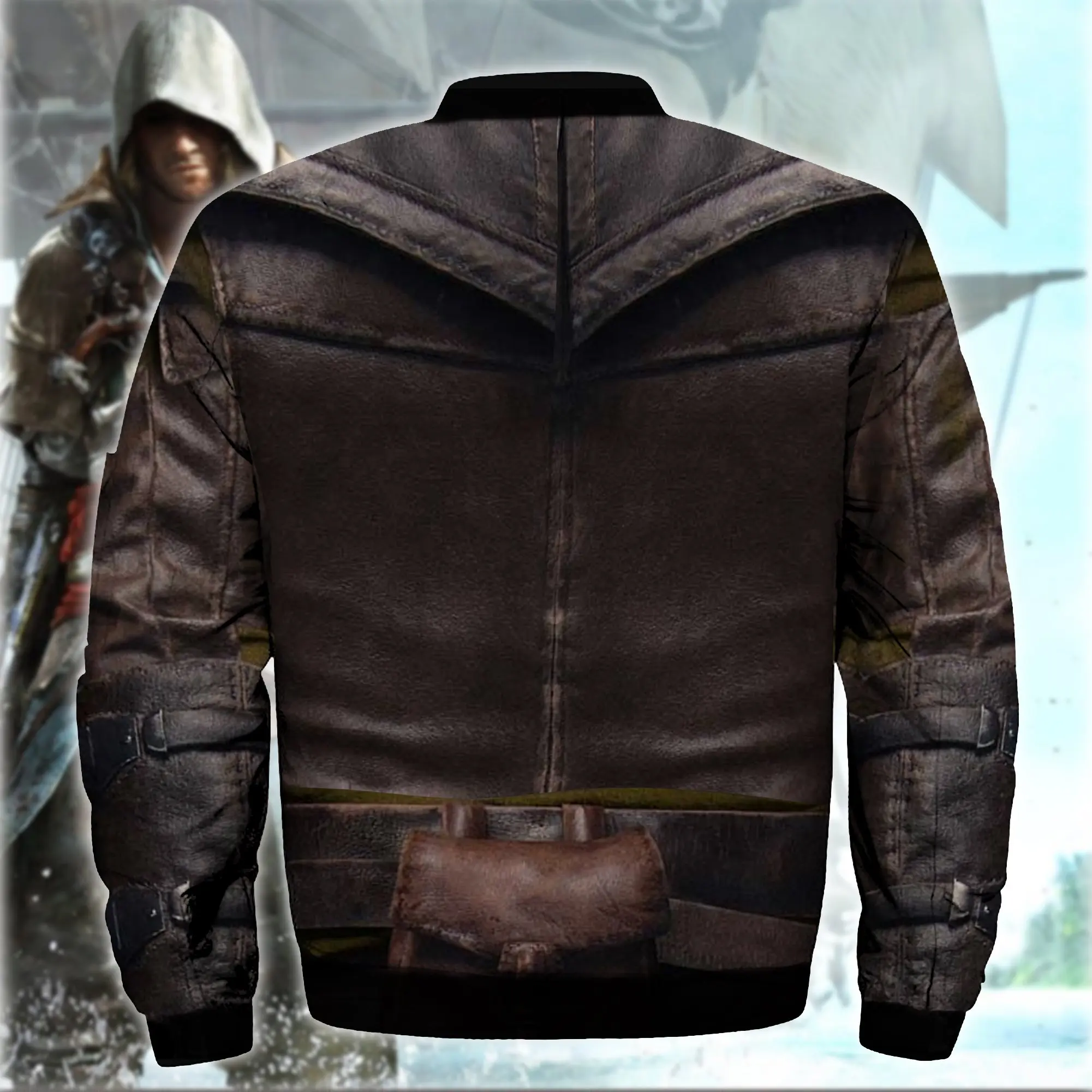 Chaqueta Bomber cálida para hombre, personaje del juego, estampado de armadura 3d, prendas de vestir gruesas de invierno de manga larga con bolsillo, chaqueta informal Unisex con cremallera - imagen 2