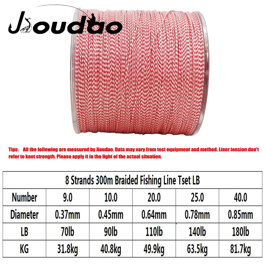 Jioudao-alambre de pesca trenzado de PE Invisible, 8 hebras, hilo de pescar manchado de 300m, multifilamento de punto rojo, sedal de pesca de carpa - imagen 5