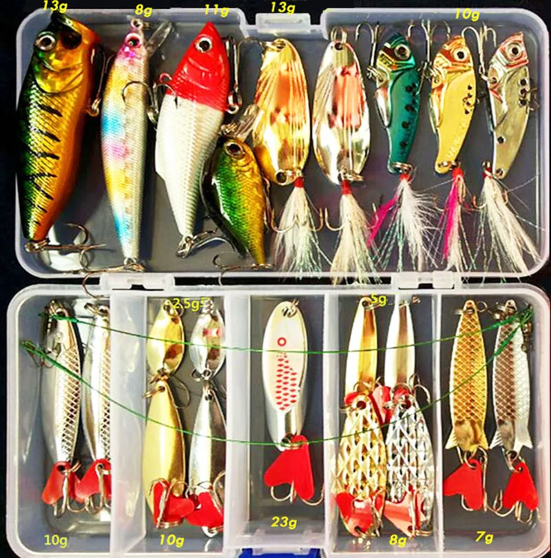 Kit de Señuelos de Pesca, Wobblers artificiales duros, cucharas de plantilla de Metal, señuelo suave, cebo de Pesca de silicona, accesorios de aparejos de Pesca - imagen 4