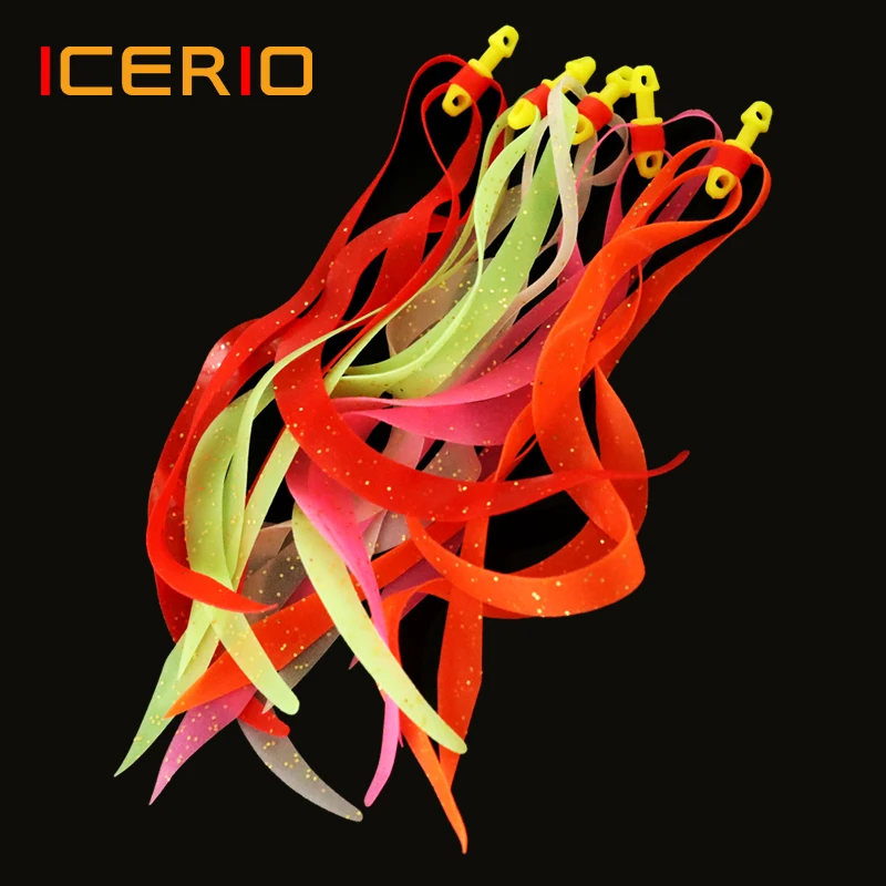 ICERIO Remolques de falda de silicona, falda de goma salada, plantillas Madai DIY, señuelo de pesca pargo, aparejos terminales de plantilla de goma de calamar salado