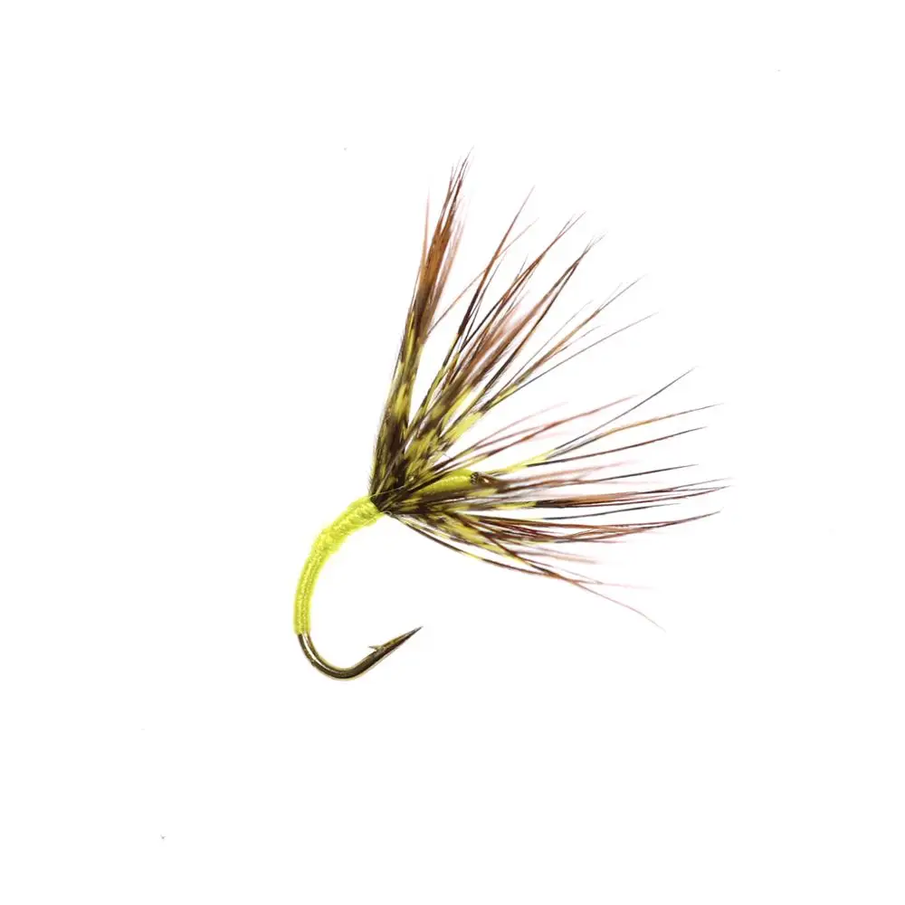 Bimoo-Lote de 6 unidades de moscas húmedas Tenkara amarillas, tamaño n. ° 12, lago Simple, arroyos, trucha marrón nativa, fuentes de comida, señuelos - imagen 4