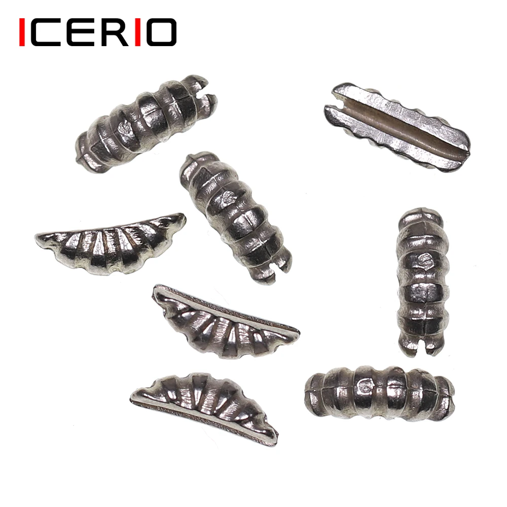 ICERIO-Material acanalado de tungsteno Scud/cuerpos de Camarón, concha de hundimiento rápido, atado de moscas, 12 Uds.