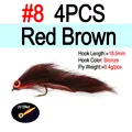 4pcs Rd Brown size8