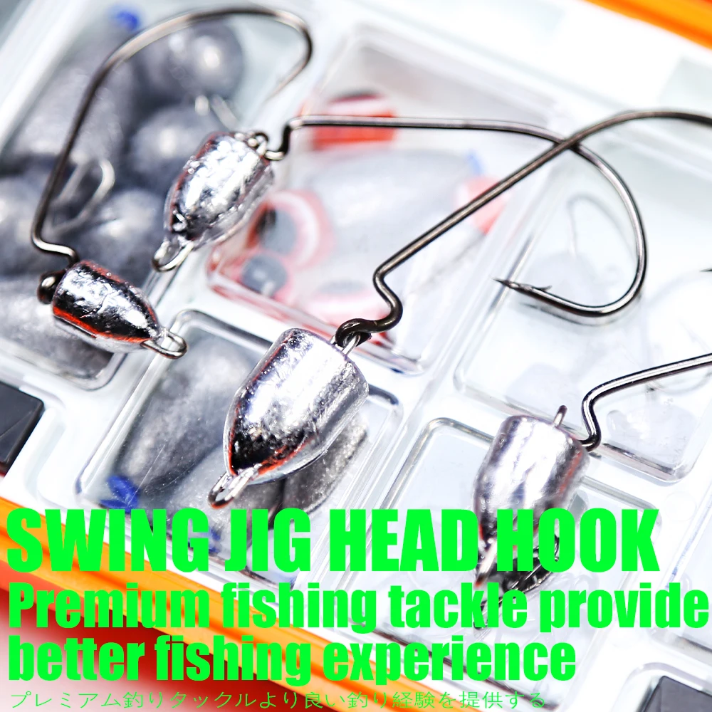Anzuelos de pesca con cabeza de plomo B & U, 3,5g, 5g, 7g, 10g, anzuelos con cabeza de anzuelo oscilante de bala, anzuelos de gusano compensados sin malezas, accesorios de aparejos de Texas - imagen 5