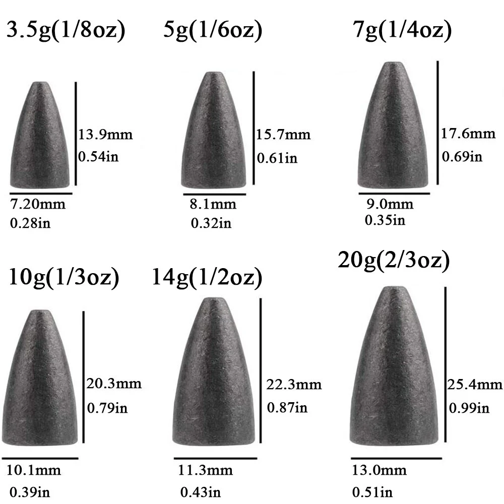 10 Uds pesca pesas de plomo 3,5g 5g 7g 10g 14g 20g de bala de plomo pesca abordar Accesorios - imagen 2
