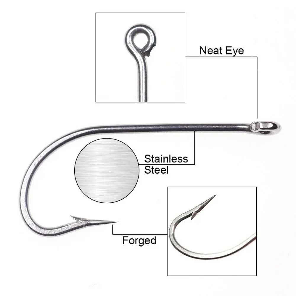 Wifreo-anzuelo de pesca de caña larga para closer Minnow, de acero inoxidable, 100 piezas, para moscas de agua salada - imagen 4