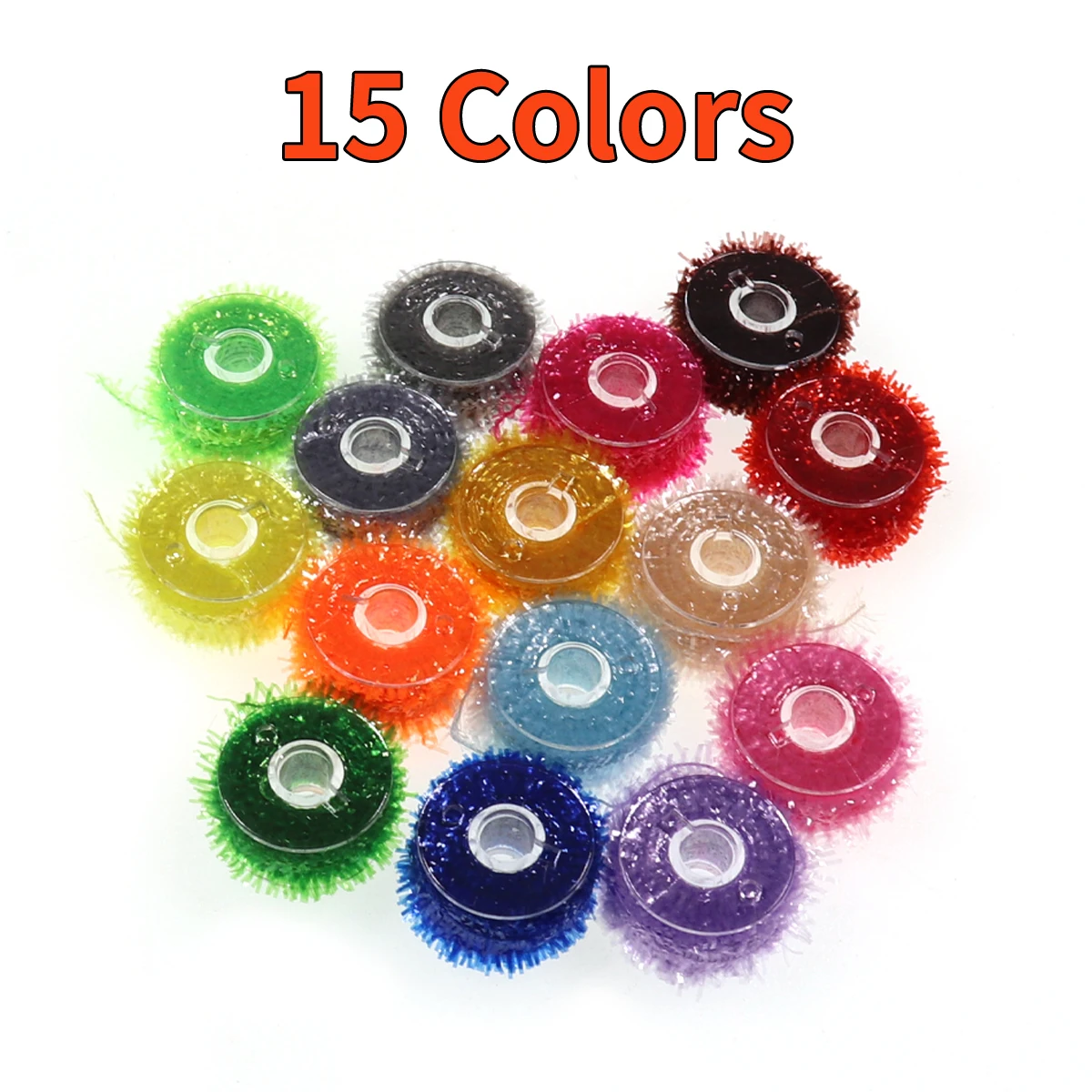 Oropel de pesca con mosca, Material de chenilla para lubina, Lucio, moscas, Flash de cristal, hilo de atado de moscas con púas, Streamer, Material de atado de moscas, 15 carretes - imagen 2