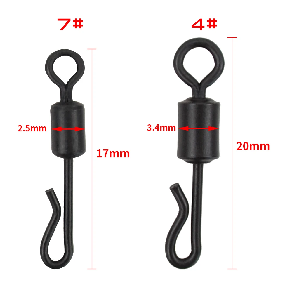 Anzuelos de pesca de carpa, accesorio de acero inoxidable de cambio rápido para aparejo de pesca de carpa, aparejos terminales AE007, 20 unidades - imagen 3