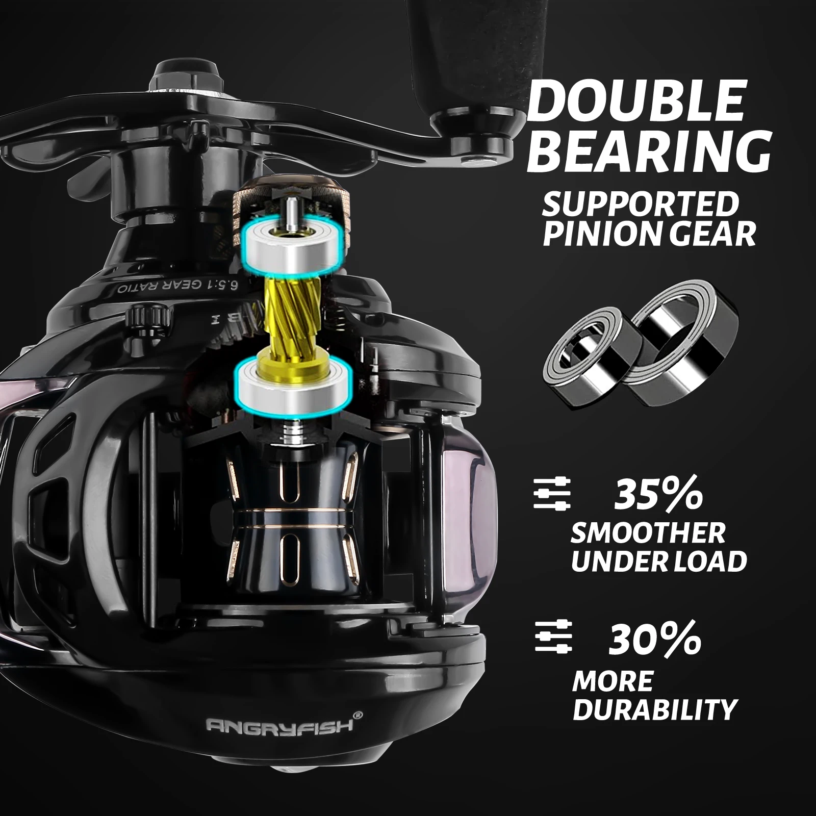 ANGRYFISH-Carretes de pesca de fundición, 7 + 1BB, 6,3: 1, carrete de Metal para Baitcasting derecho/izquierdo, gran oferta - imagen 5