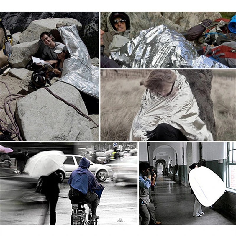 Campamento de primeros auxilios de rescate de hipotermia, mantiene la lámina de Mylar salvavidas, calor cálido, Bushcraft, manta emergente seca térmica para exteriores, Kit de supervivencia - imagen 5