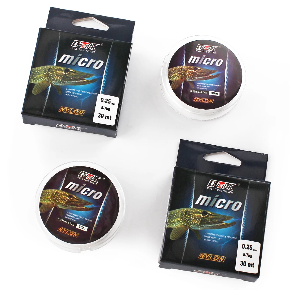FTK-sedal de pesca en hielo de nailon, 30M, 2.9-12.5LB, 0,08-0,25 MM, línea de pesca transparente para lubina, carpa, accesorios de pesca de invierno - imagen 2