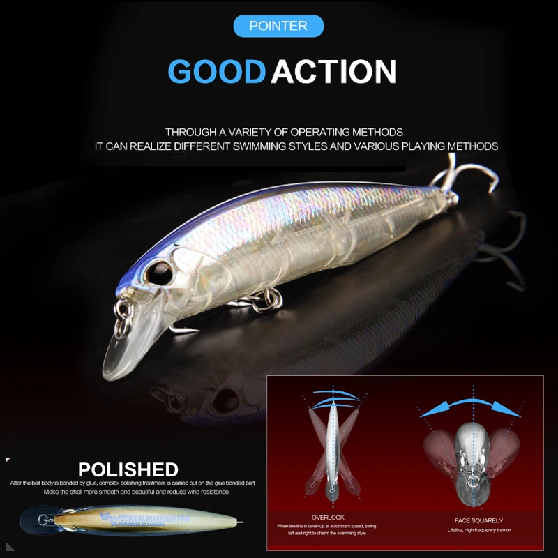 Bearking 1 Uds Minnow señuelo de pesca láser cebo Artificial duro ojos 3D 10cm 14,5g Wobblers de pesca Crankbait Minnows