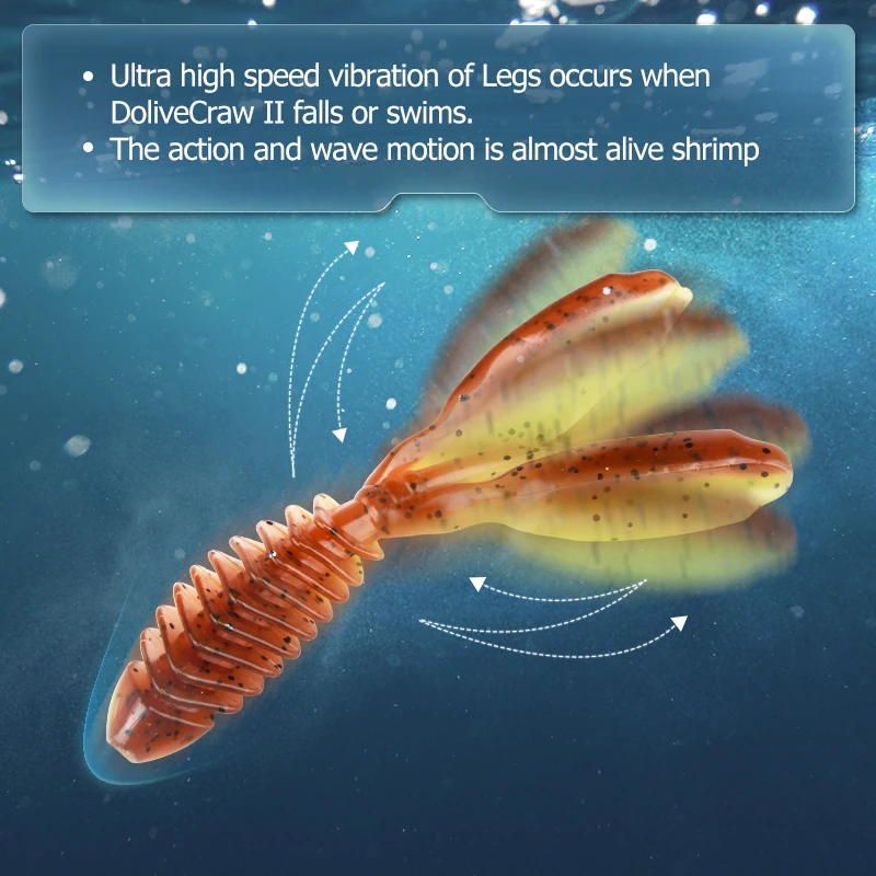 MEREDITH DoliveCraw II-señuelo de gusano, cebo suave de 95mm, 10 piezas, 5,8g, Señuelos de Pesca, carpa, lubina, camarón, aparejos artificiales - imagen 2