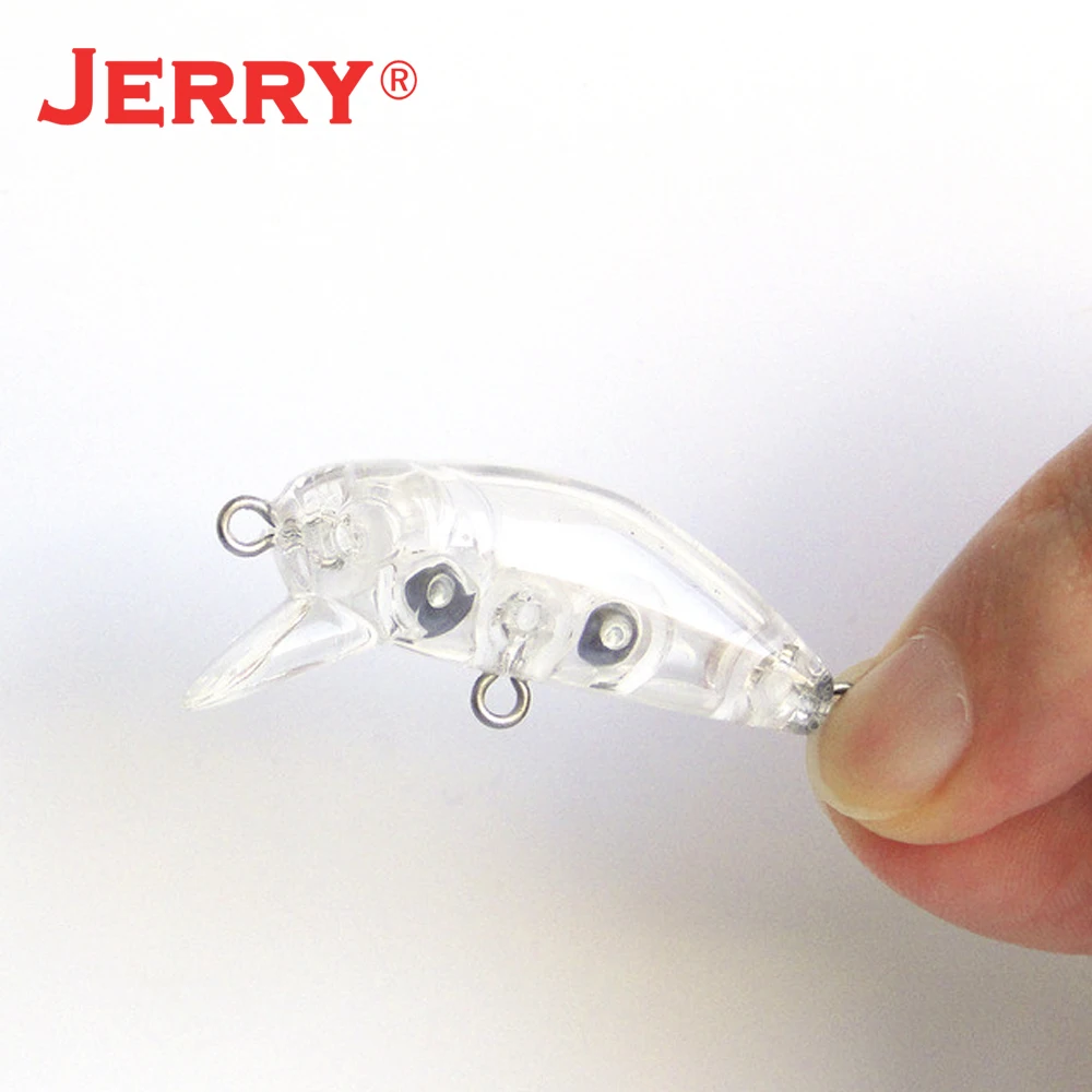 Señuelo de pesca giratorio Jerry 10 piezas, Cuerpo en blanco, 35mm, cebos duros de plástico sin pintar, Mini Wobbler Crankbait, hundimiento lento, gancho único - imagen 3