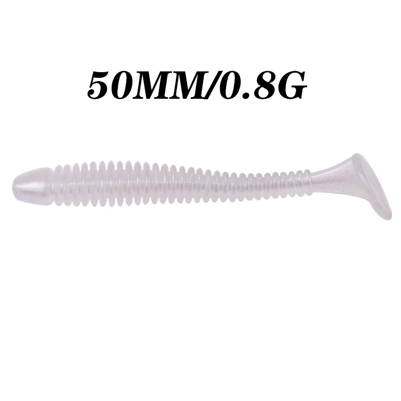 Señuelos blandos de gusano en espiral de silicona, 5cm, 0,8g, sábalo, carpa, pececillos, Wobblers Jig, cebo de goma Artificial, aparejos de Pesca, 10 unids/lote - imagen 5
