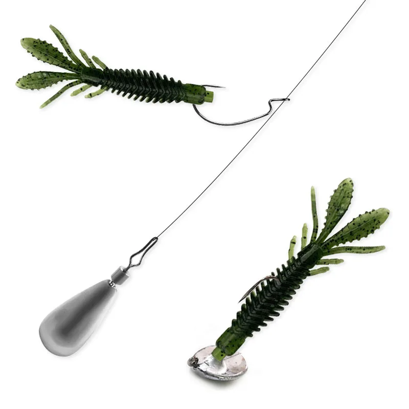 Señuelos blandos de Larva de camarón para pesca Jigging, Wobblers de 7cm y 2,1g de gusano Artificial, cebos de silicona para Lucio, aparejos Swimbait, 10 unids/lote