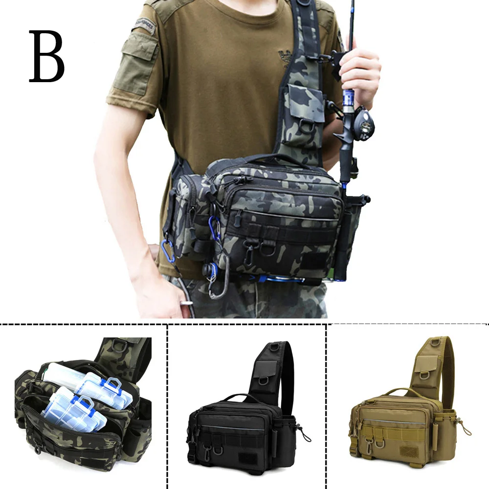 Bolsa de aparejos de pesca multifuncional para caja de señuelos, estuche portátil para exteriores, senderismo, Camping - imagen 5