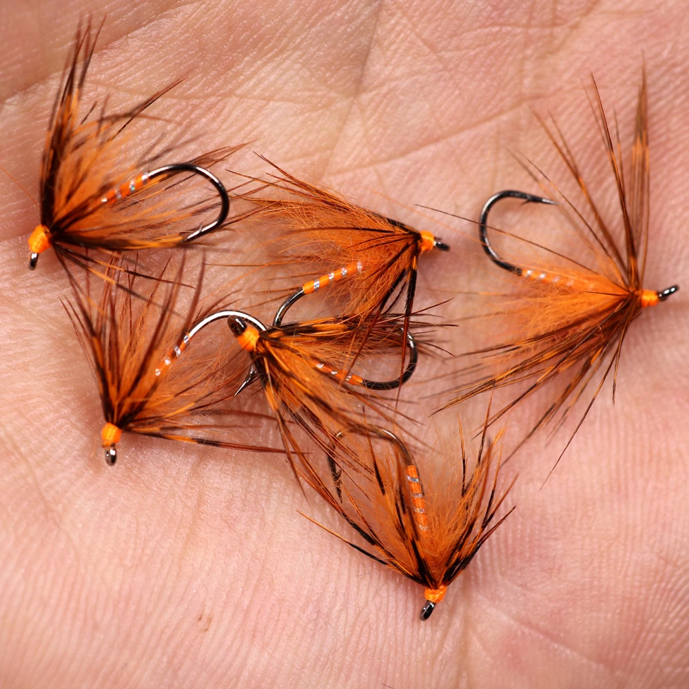 ICERIO 6 uds suave Hackle mosca húmeda Tenkara Ninfa mosca atado gancho trucha pesca mosca señuelo cebos # 12