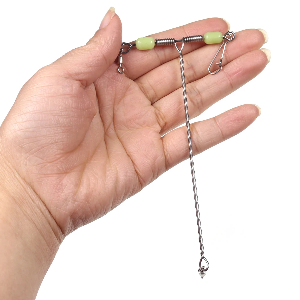 Aparejo de pesca de agua salada en forma de T, brazos de alambre inoxidable de equilibrio de rama con cuentas luminosas, giratorio, accesorios de pesca a presión, 50 piezas - imagen 5