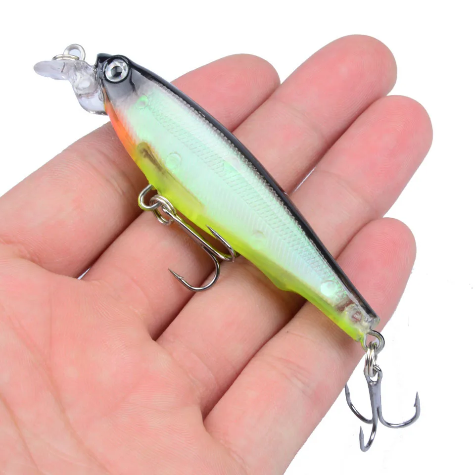 DHYJSFDC 1 Uds señuelo de pesca láser Minnow 8CM 7,5G anzuelos de pesca aparejos wobbler crankbait artificial Japón cebo duro swimbait - imagen 3