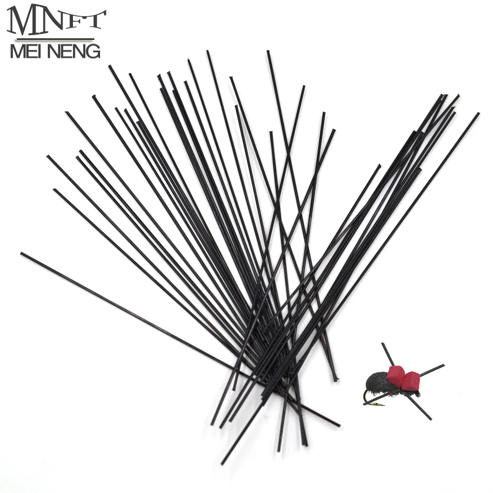 MNFT-pata de insecto atado de moscas, Material negro/200mm y 0,6mm, Blanco/0,3mm, Material de pesca con mosca, pata de goma redonda, patas de Ninfa, 0,8 piezas, 10cm