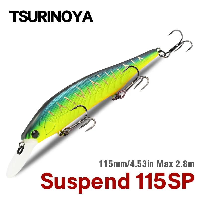 TSURINOYA 115mm 17,2g suspensión Minnow señuelo de pesca sistema de peso AURORA 115sp fundición larga Lucio Jerkbait cebos duros