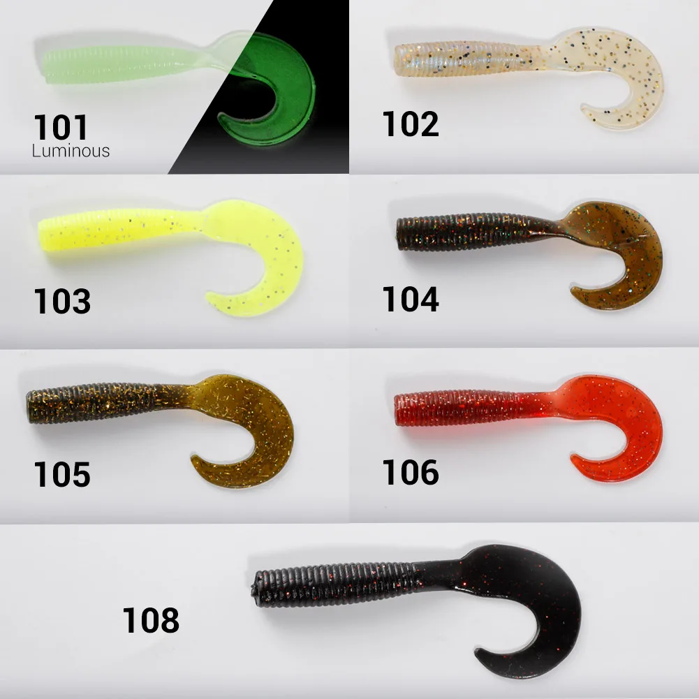 Noeby-señuelo suave de silicona para pesca Artificial, cebos blandos de gusano de cola, Swimbait para lubina y carpa, 5,5 cm, 8cm, 6 unidades - imagen 3