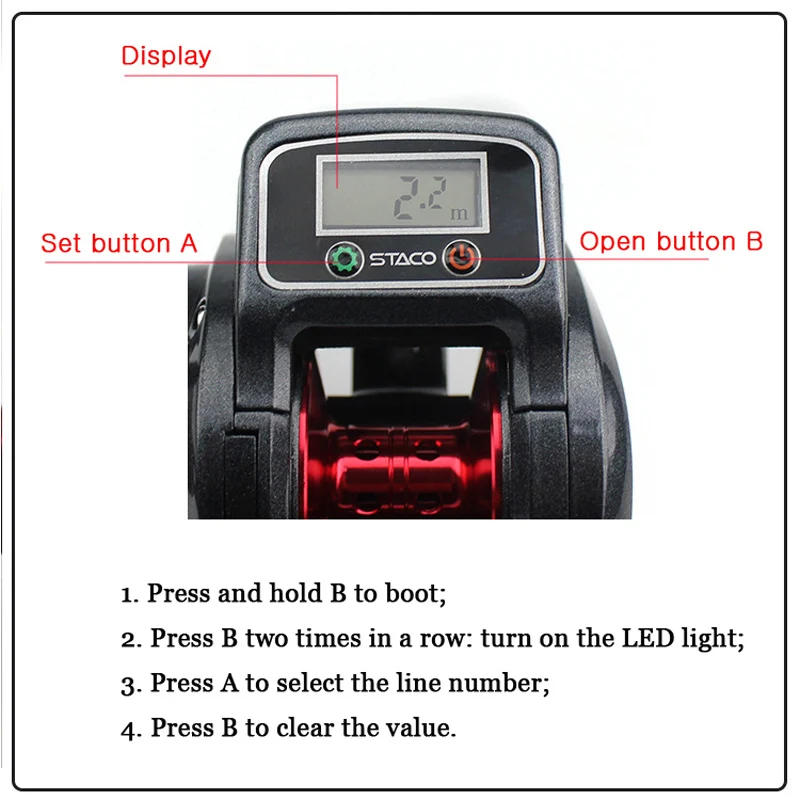Carrete de pesca Baitcasting con contador de línea, relación de engranaje 6,3: 1, rodamientos 16 + 1, perfil bajo, rueda de pantalla Digital - imagen 2
