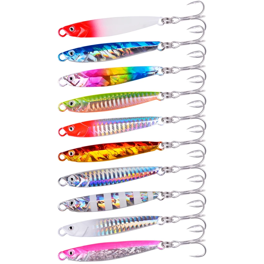 Señuelos de pesca coloridos con diseños vibrantes para captar peces