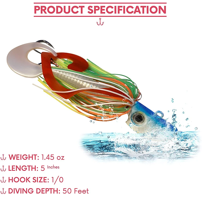 ORJD-anzuelos de Pesca de Mar Inchiku, plantilla de Metal, cabeza de cola de gallo, señuelo suave, 3 anzuelos sólidos, parte inferior, Flounder Fluke - imagen 2