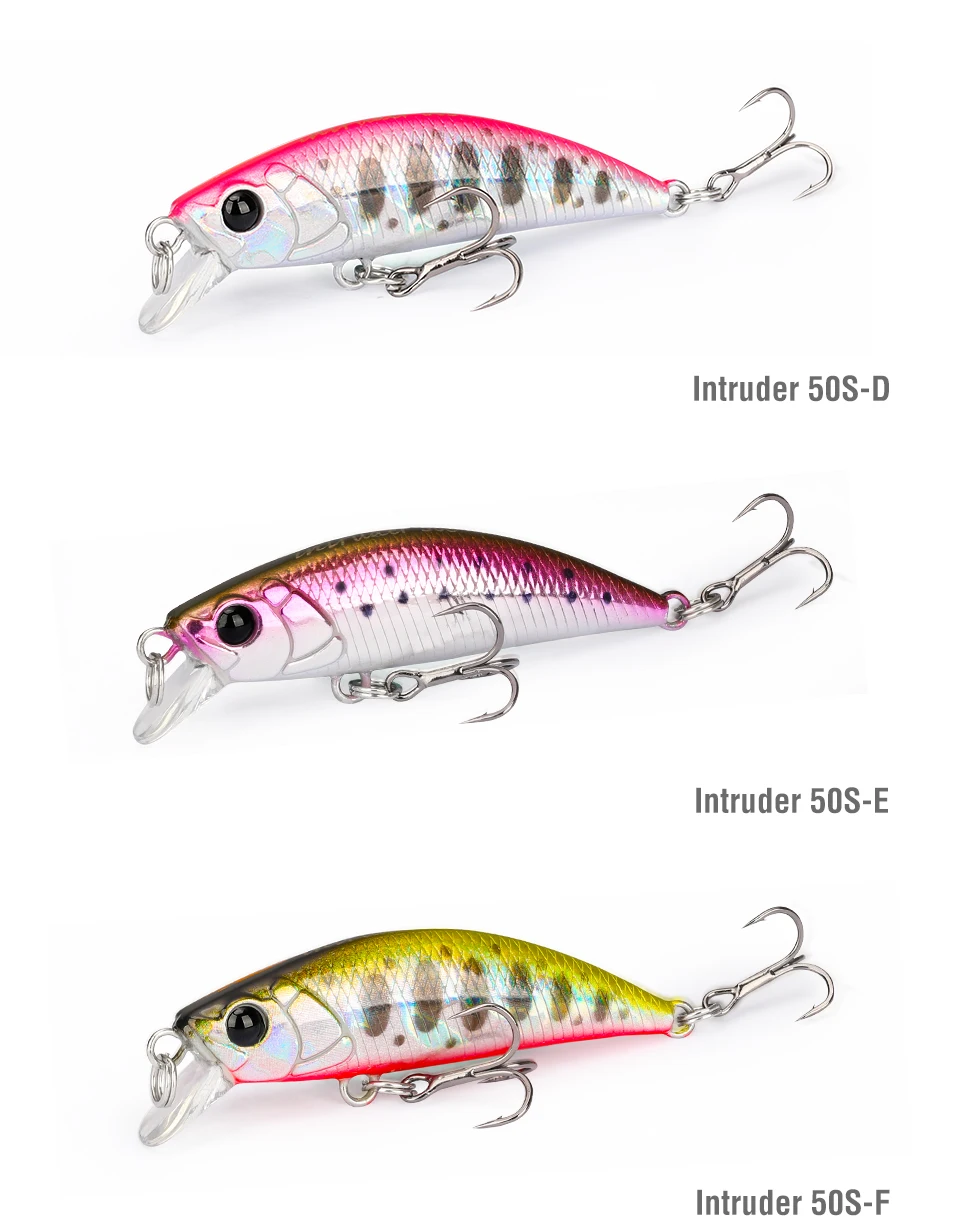 Intruder 50S-D Intruder 50S-E, e intruso 50S-F señuelos de pesca coloridos y duraderos para una captura exitosa
