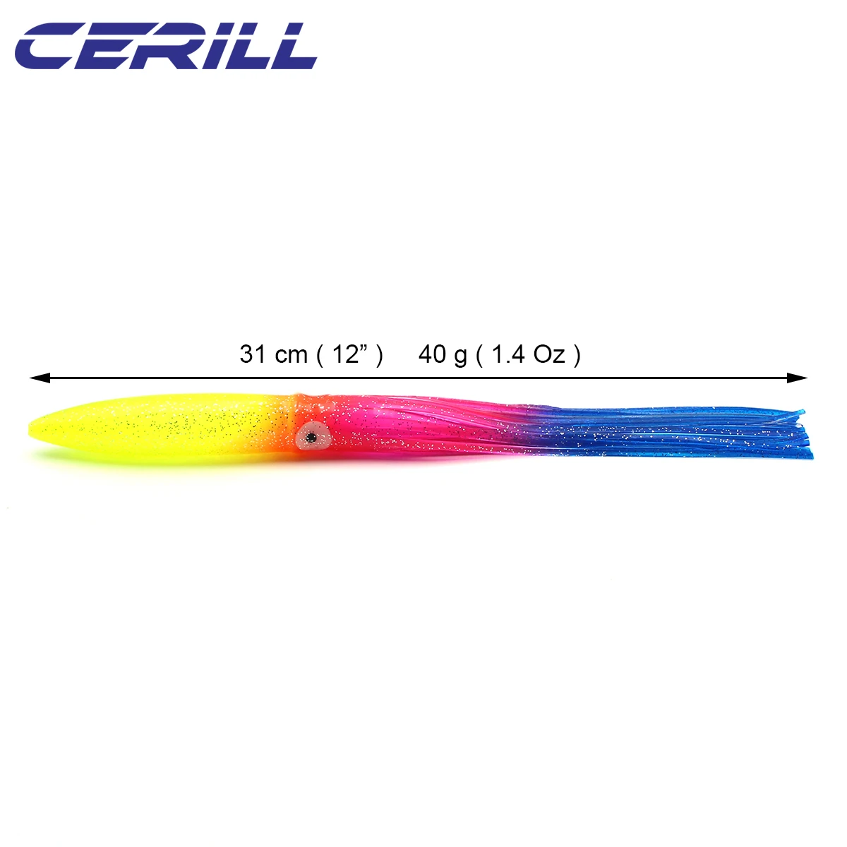 Ceril-señuelo de pulpo de plástico suave, cebo de agua salada para curricán, plantilla de carpa aparejada, Wobbler Swimbait, falda de calamar Multicolor, 31cm, 2 piezas, 40 g - imagen 3
