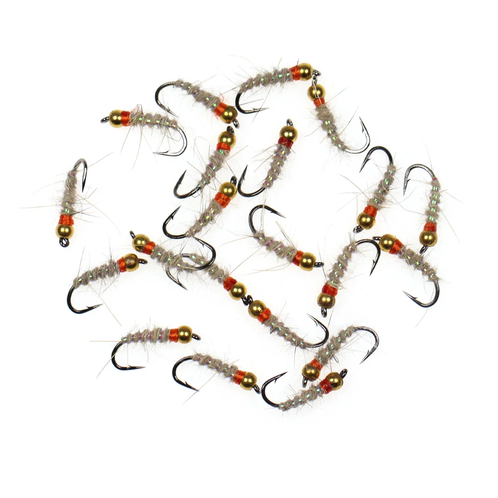 ICERIO-Cabeza de cuentas de latón para pesca de trucha, 8 piezas, 14, Walt, ninfa, Caddis Larva, señuelo - imagen 5