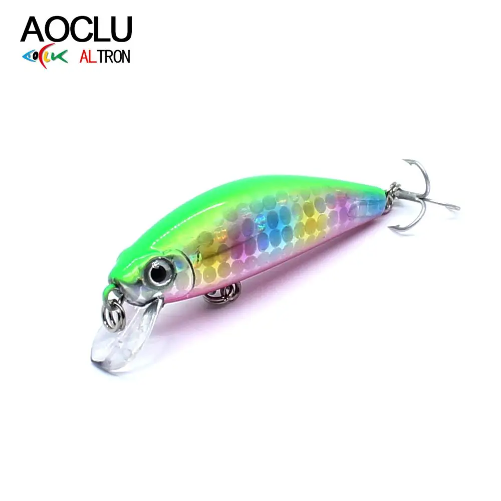 AOCLU-Señuelos de pesca duros Minnow Crank, Wobbler hundido, Jerkbait, lubina, agua salada dulce, larga distancia, bote fácil de lanzar, 50mm, 6,2G