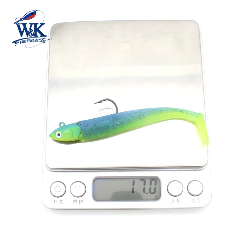 Juego de plantilla de señuelo suave de 17 g con cebo de 8 cm y cabezal de anzuelo de 12 g, señuelo de pesca en barco, cebo de PVC colorido - imagen 5