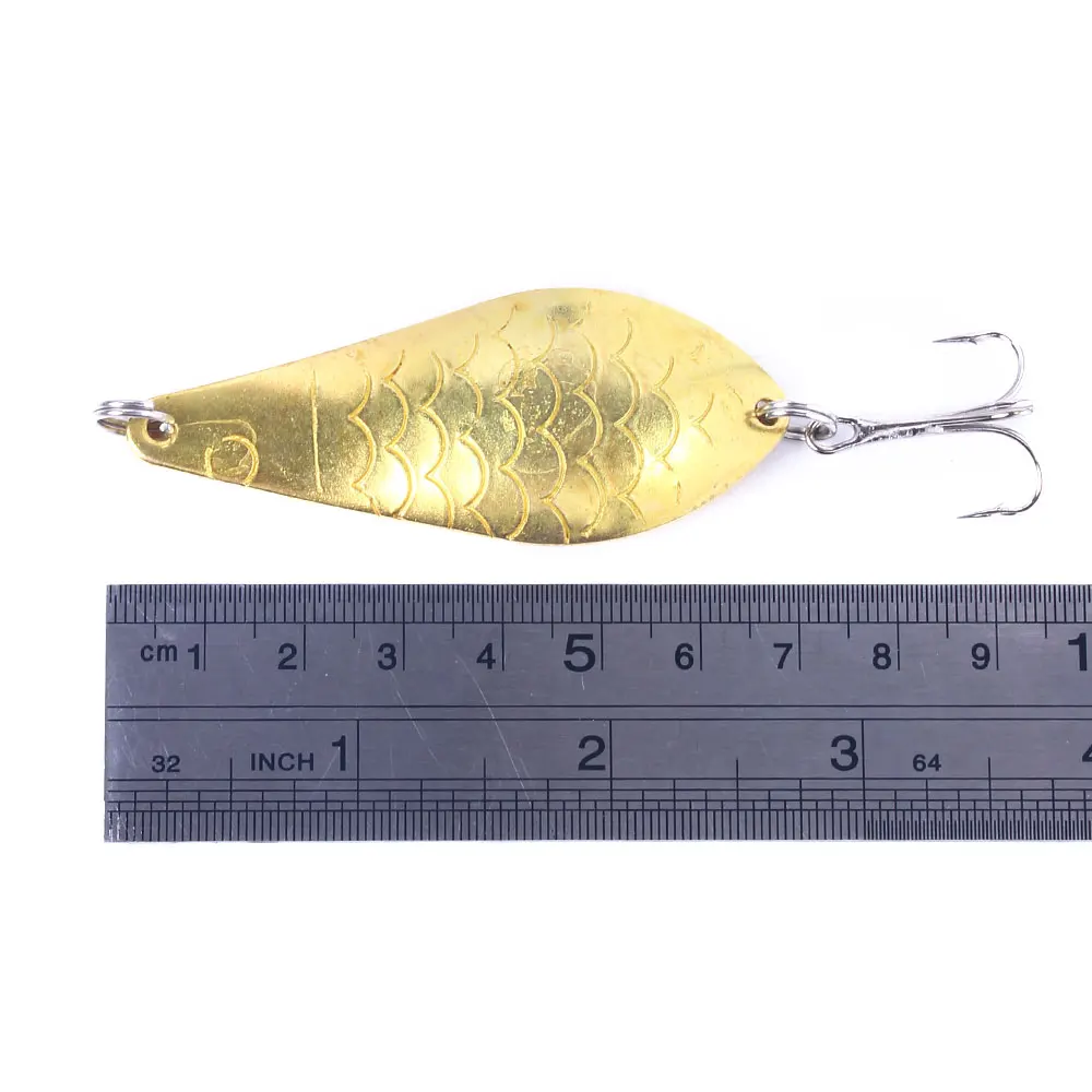 Señuelo de pesca con cuchara giratoria de Metal, cebos duros, lentejuelas plateadas/doradas, ruido, Paillette 4, 7cm, 20g, 1 ud. #   Aparejos de pesca con anzuelo triple - imagen 4