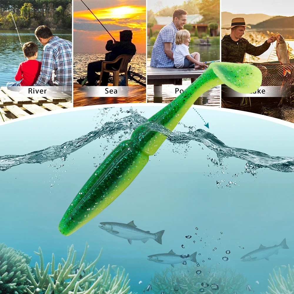 ESFISHING-señuelo de Pesca de Lucio, 100mm, 125mm, 155mm, 200mm, fácil brillo, isca Artificial, Pesca, cebo de silicona, Leurre Souple, señuelo suave para perca - imagen 5