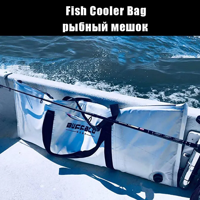 Bolsa térmica aislante de 40x17 pulgadas para almacenamiento de peces, bolso grande a prueba de fugas, portátil, resistente al agua, aparejos de pesca