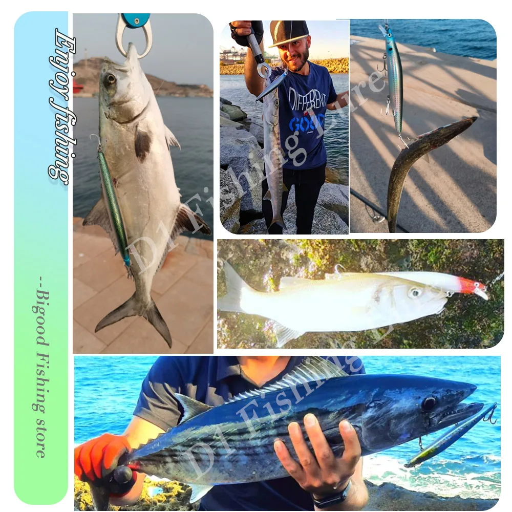 Señuelo de pesca suspendido D1, asesino, pececillo, 145mm/120mm/163mm, Wobbler silencioso, luminoso, Crankbait de agua salada de pargo, lubina - imagen 5
