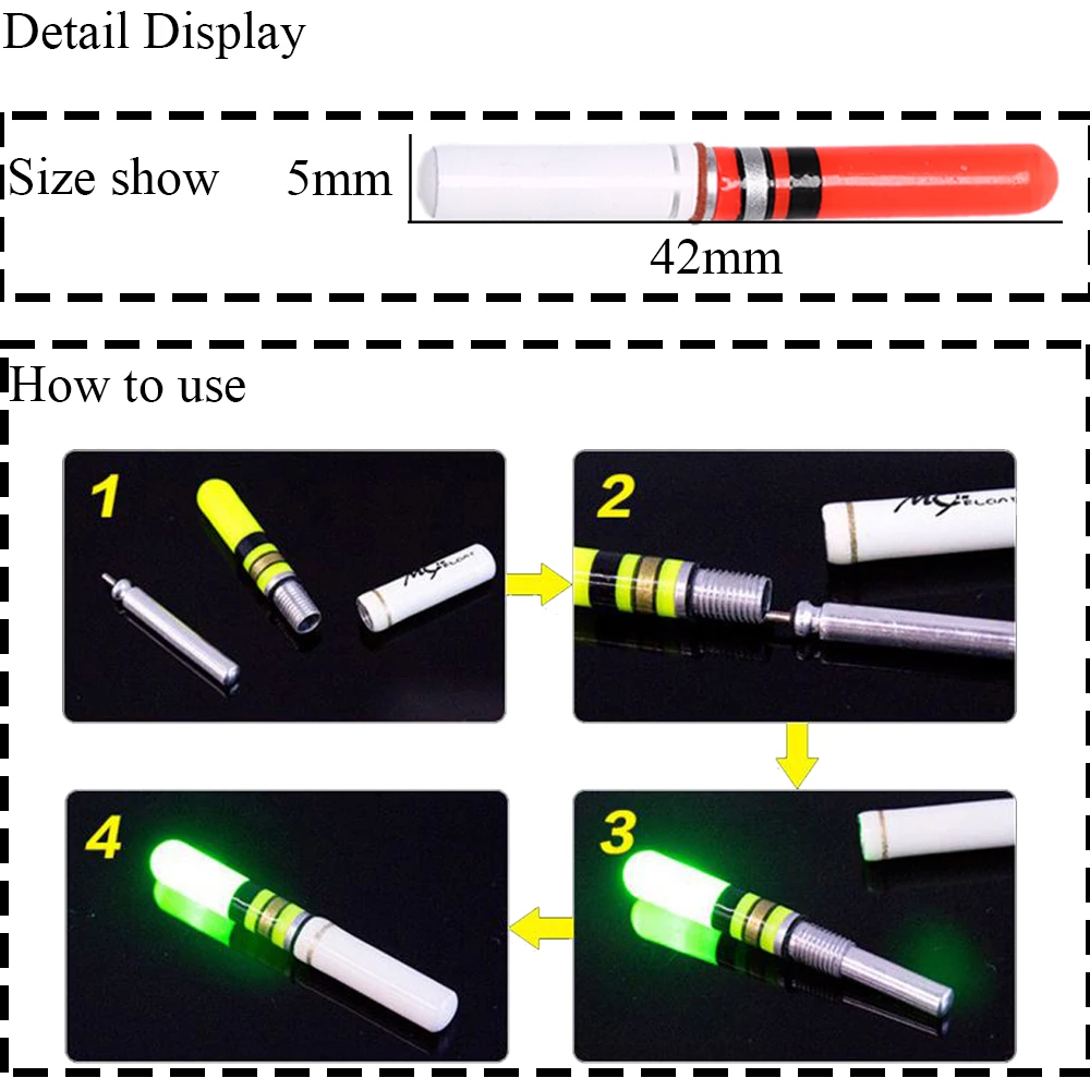 5 unids/lote LED flotador electrónico pesca nocturna flotador luminoso palo de luz para aparejos de flotador de pesca - imagen 2