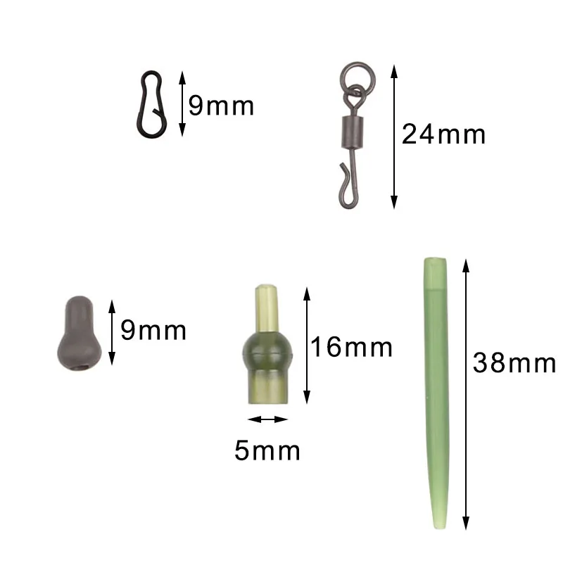 Caja de aparejos de pesca de carpa, manguitos giratorios antienredos, cuentas de tulipán de goma, accesorios para aparejos de carpa, 100-150 unids/lote - imagen 2
