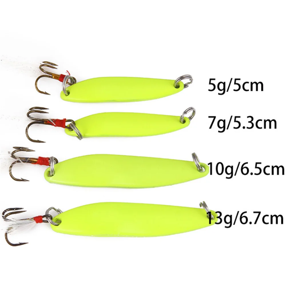 Señuelo de pesca de Metal luminoso, cebo duro de lentejuelas, pluma, anzuelos para curricán, trucha, cuchara giratoria, Lucio, 1 piezas, 5g, 7g, 10g, 13g - imagen 3